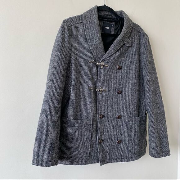 Asos-Wool Blend Basket Weave and Clasp Front Short Coat (Medium) - Picture 4 of 10